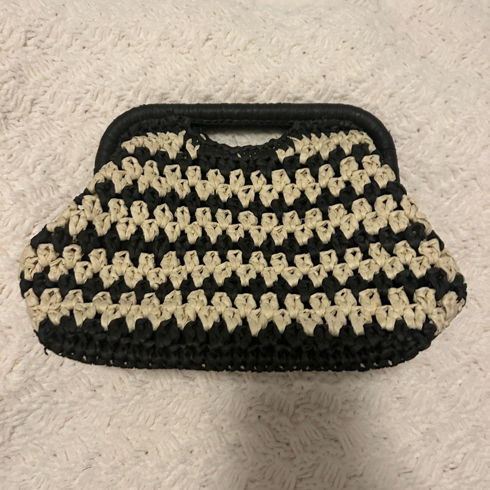 Black and Cream Woven Handbag